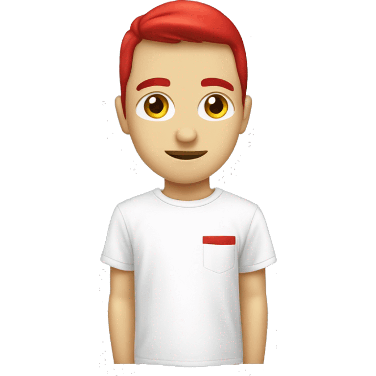 camiseta blanca con una linea roja un poco mas de la mitad y abajo de la linea roja que diga claro en rojo emoji