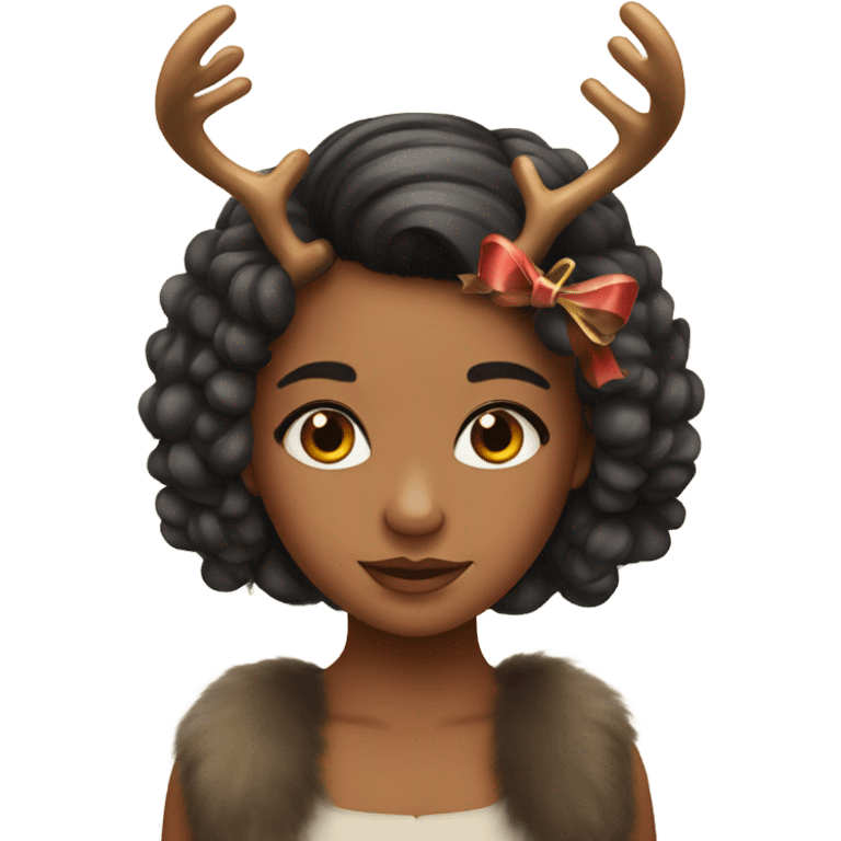 Cute girl reindeer head with a bow emoji