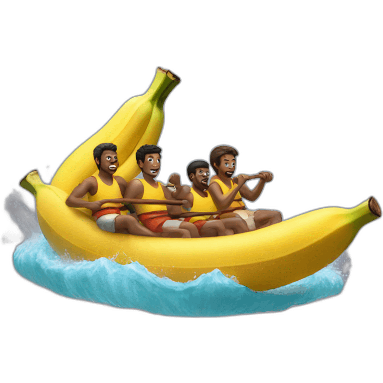 Three guys on a banana boat emoji