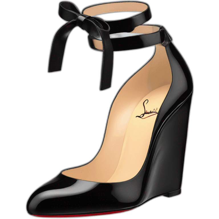 WEDGE heel LOUBOUTIN black leather PATENT emoji