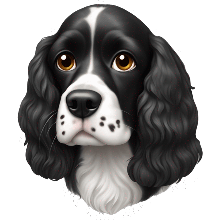 black and white cocker spaniel with nose spots emoji