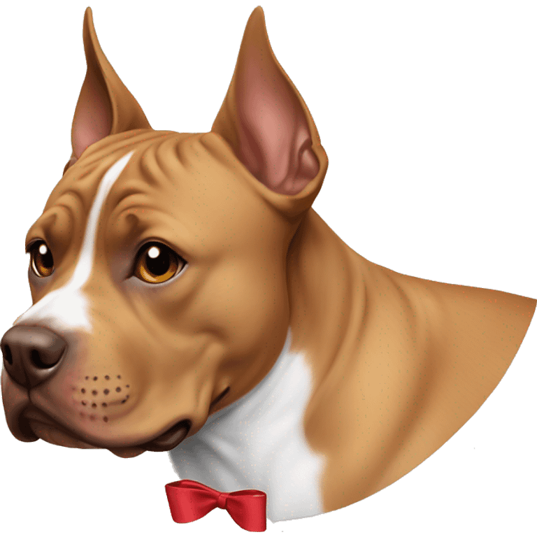 Light brown pitbull ears CROPPED small, with a bow collar emoji