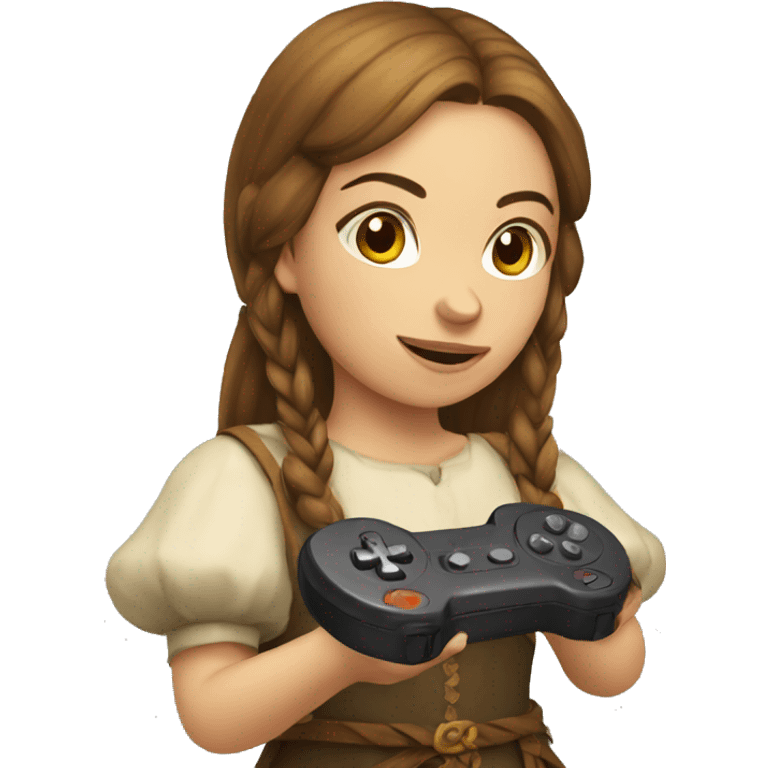 medieval girl with game controller emoji