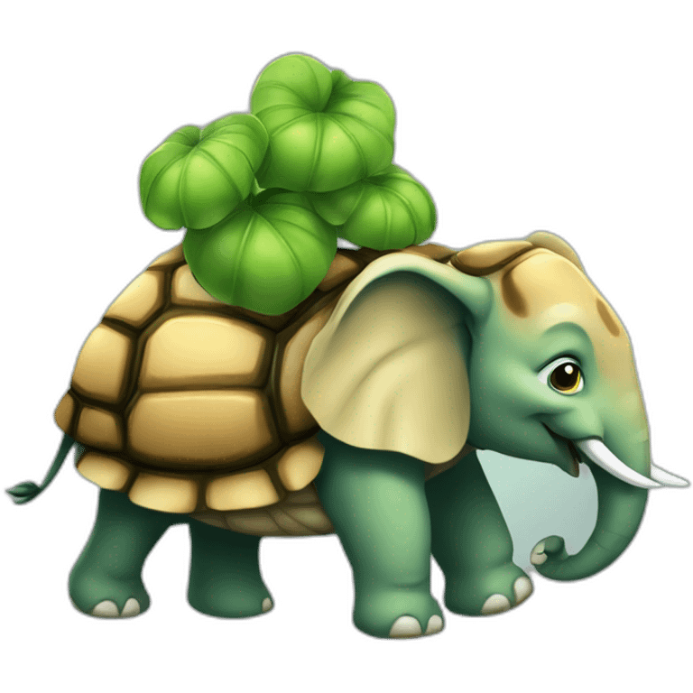 Chat sur tortue sur éléphant emoji