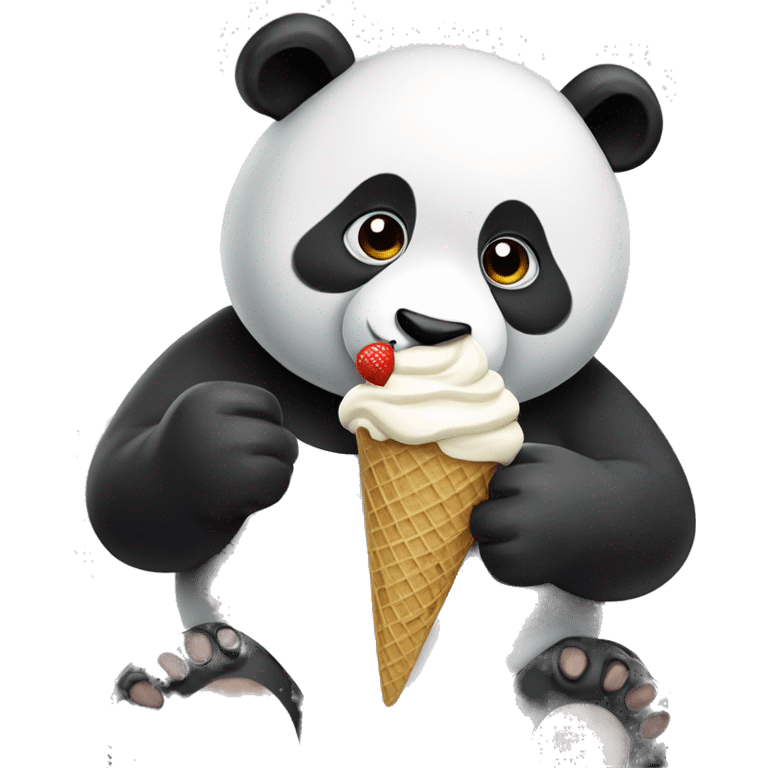 Panda eating ice cream emoji