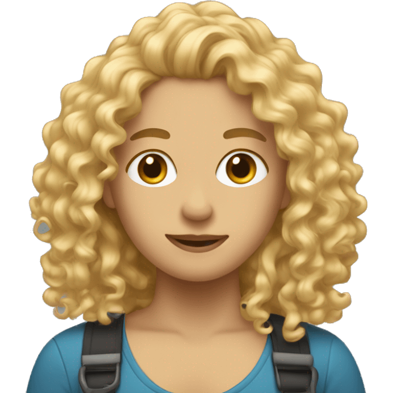 TECHER WITH LONG SOT OF CURLY BLONDEHAIR emoji