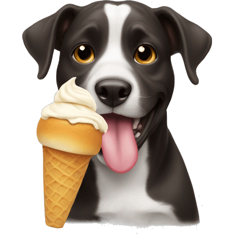 a dog eating icecream emoji