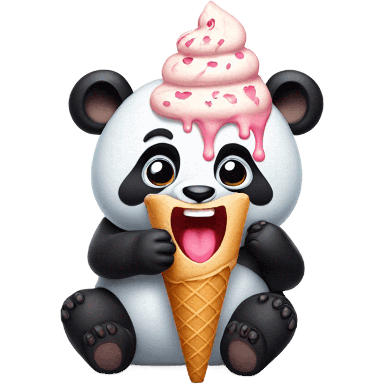 Panda eating ice cream emoji