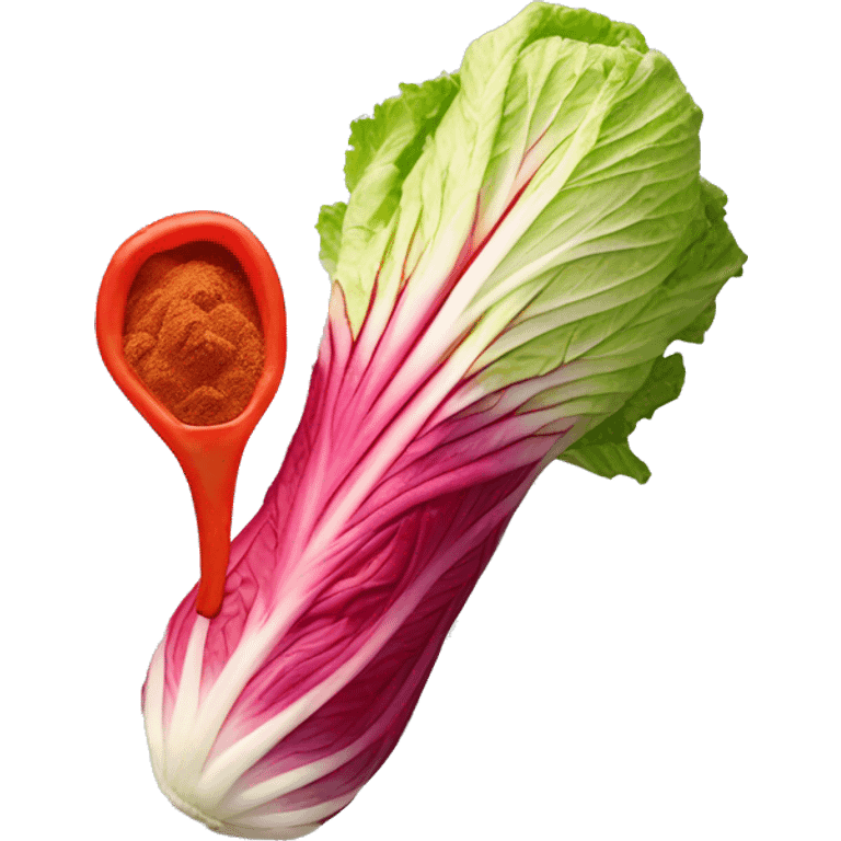 One red colored napa cabbage, red pepper powder on it emoji