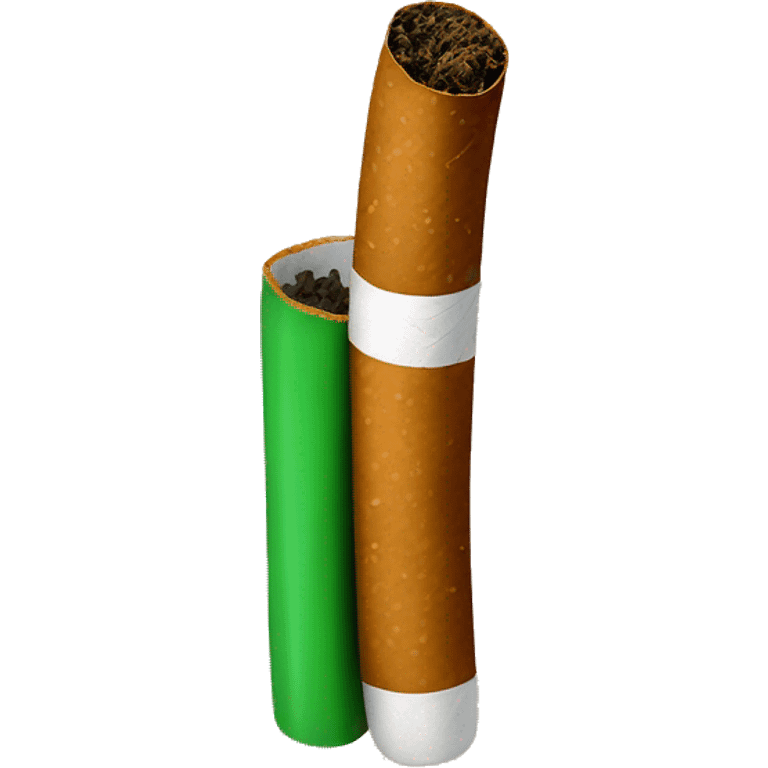 Brown cigarette with green tobacco inside emoji