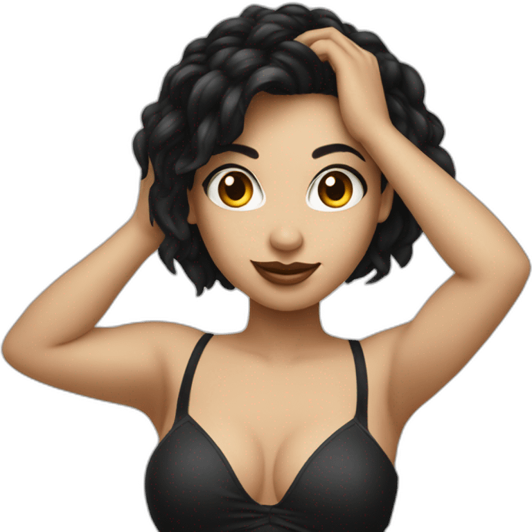 Girl pole dancer Black hair and white skin emoji