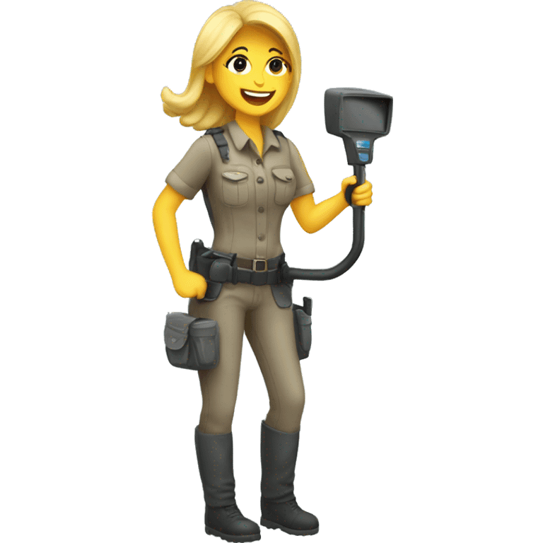 Happy woman metal detector  emoji