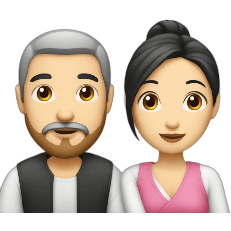 man-with-beard-and-asian-woman-kissing emoji