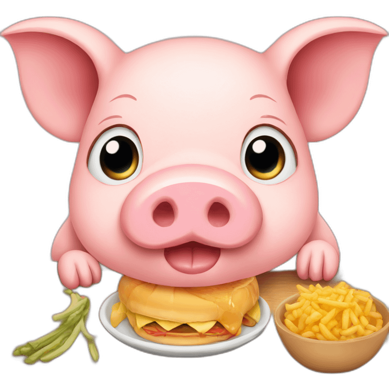 Pig who eat many food  emoji