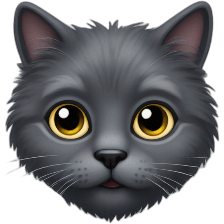 one eyed dark grey fluffy cat emoji