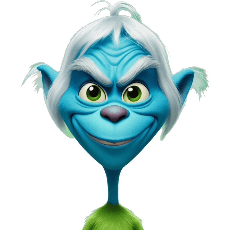 The Grinch smirking and he’s blue emoji