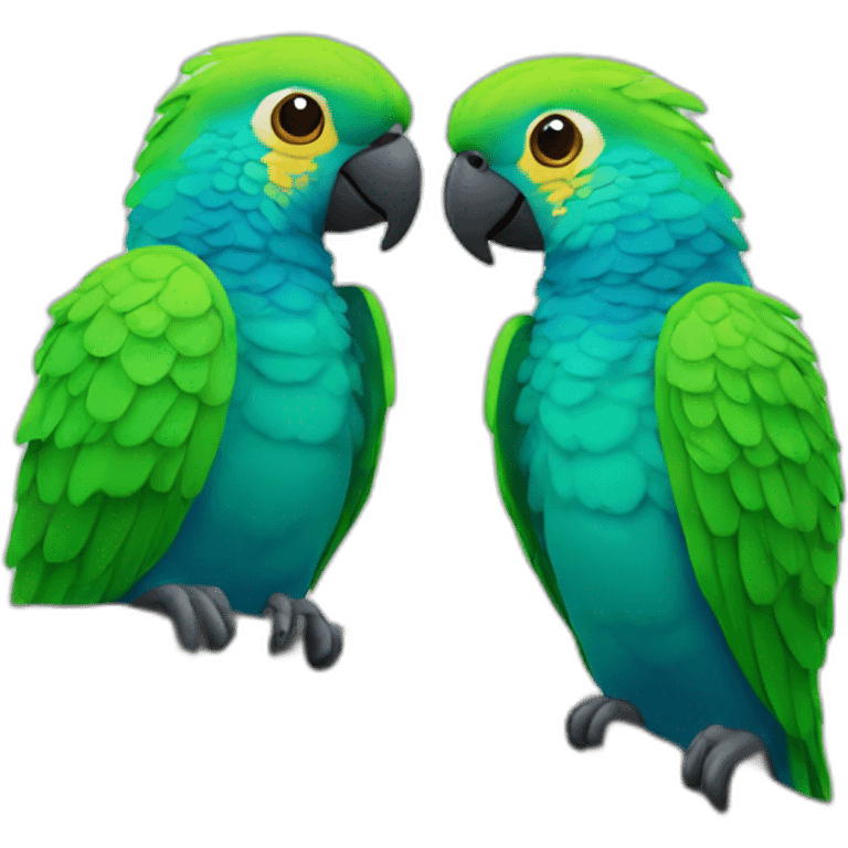 Two budgetigars: blue and green wave parrots emoji