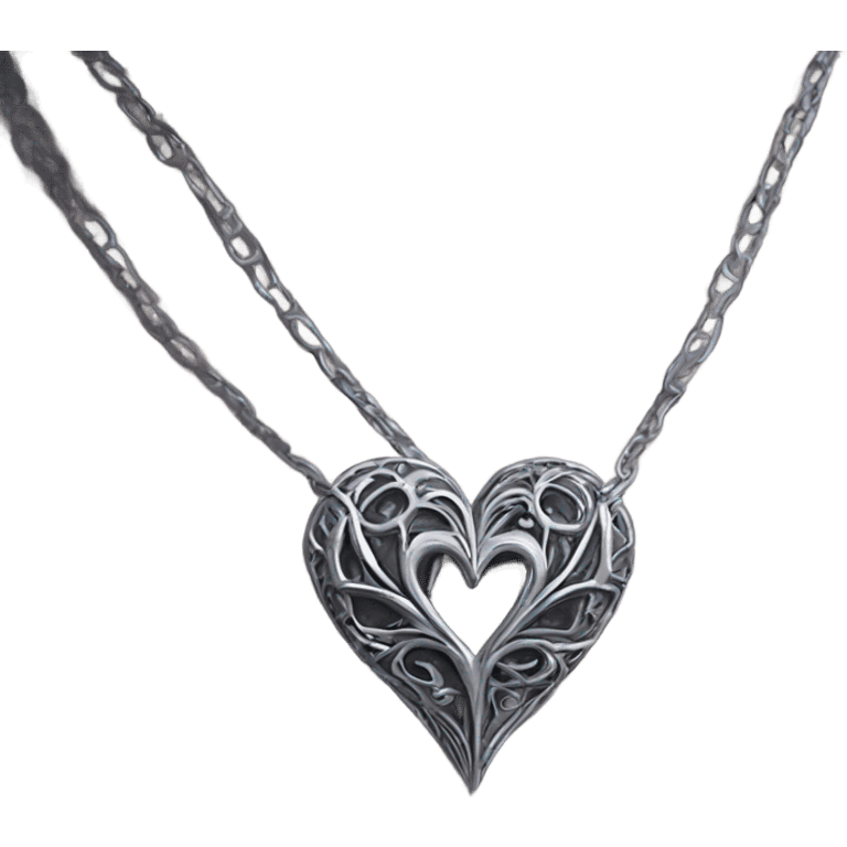 silver gothic heart necklace emoji