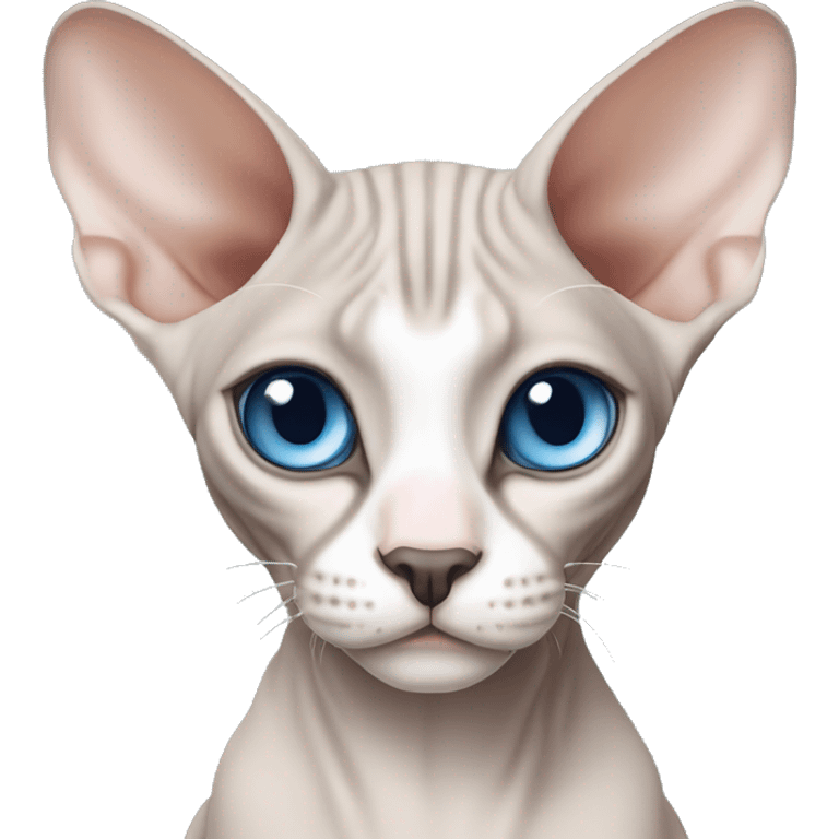 Sphynx cat with grey nose and blue eyes emoji