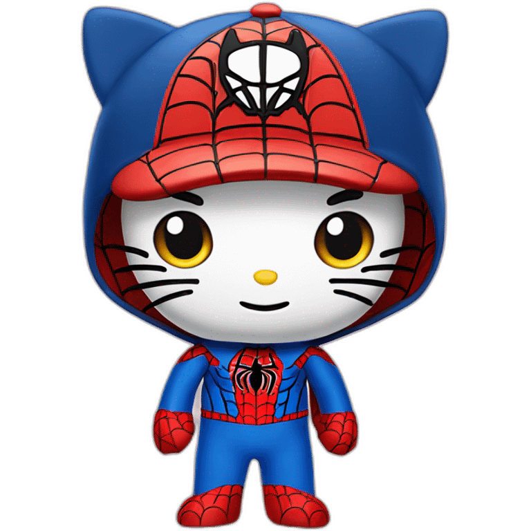 Hello kitty with a spider man cap (very cute) emoji