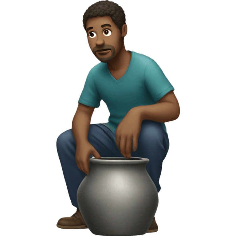 a man crouching on a pot emoji