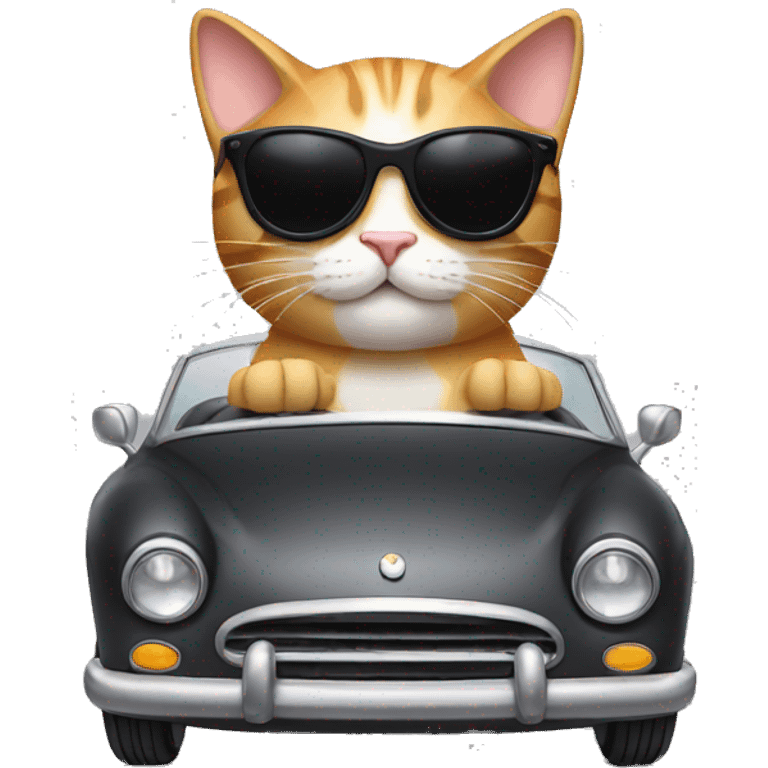 Cat with sunglasses driving car emoji