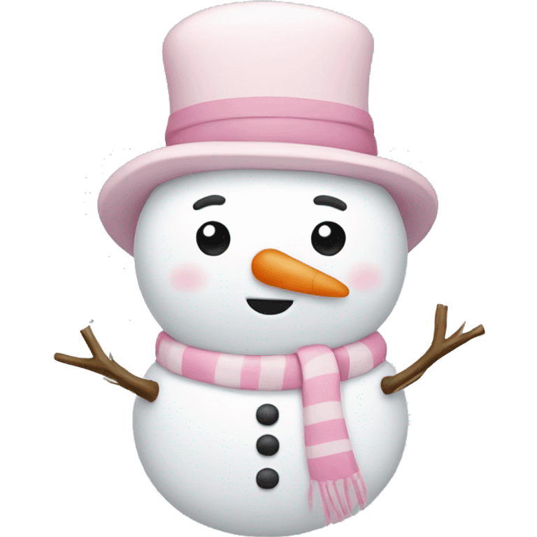 Cute white and light pink snowman emoji