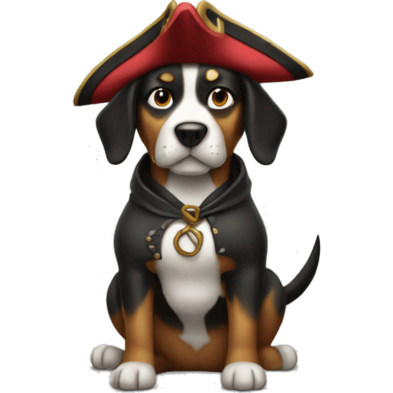 Dog with pointy ears, dressed as pirate emoji