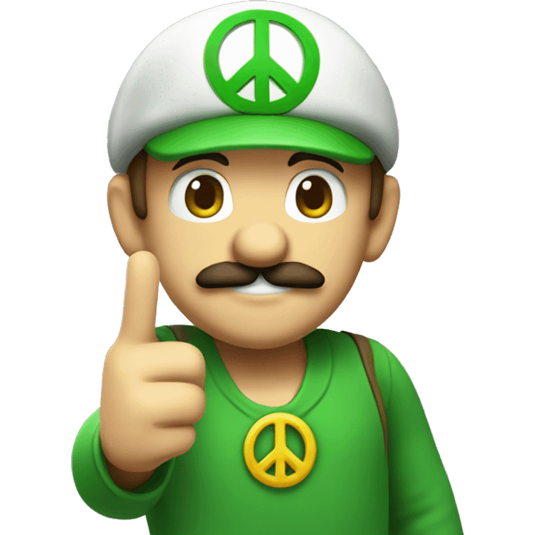 Luigi doing a peace sign emoji