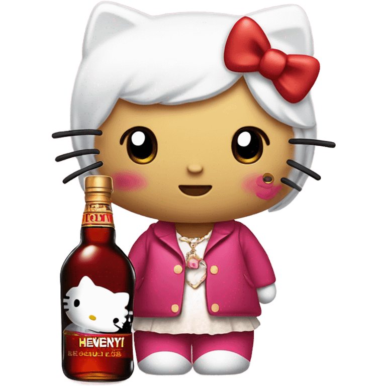 Classic Hello kitty crying tears holding Hennessy bottle😭  emoji