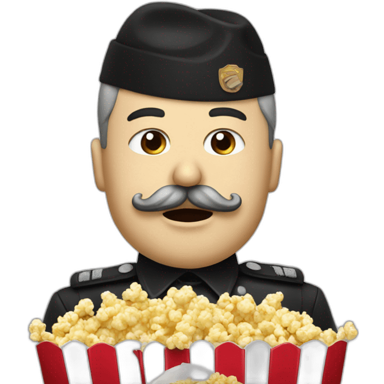 Fascist dictator with mustache eating popcorn emoji