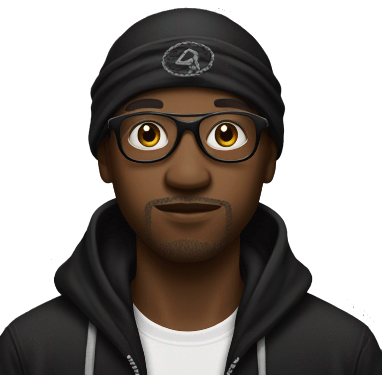 Rapper programmer in a black bandana emoji