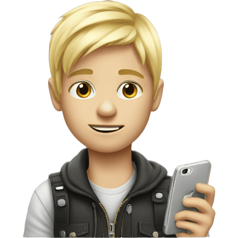 Cool blonde kid with iPhone  emoji