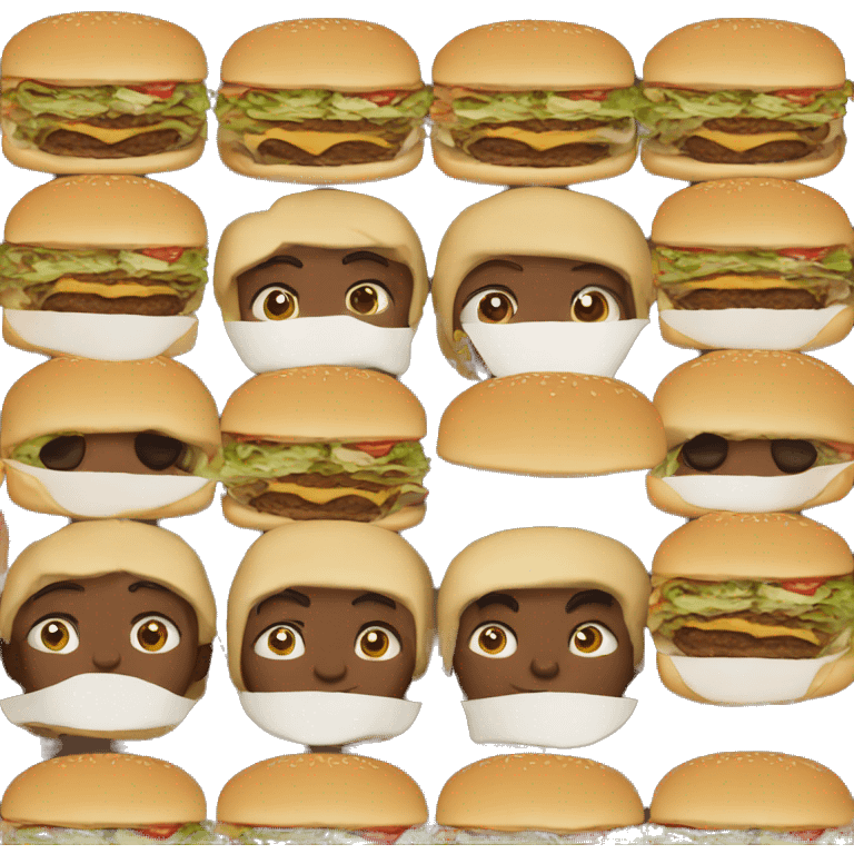 friends eating burgers emoji