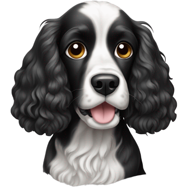 Black and white cocker spaniel dog emoji