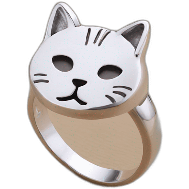 Silver cat face ring emoji