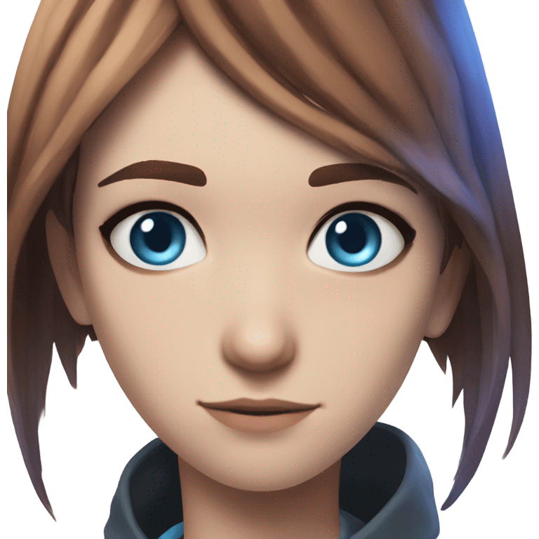 Chloe Price from Life is Strange, brown hair with a strip of blue, blue eyes, portrait emoji