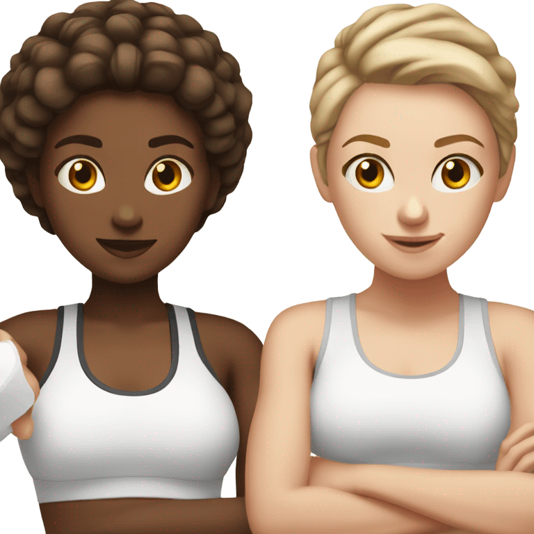 Two white skin girls white brown hair at spin class emoji