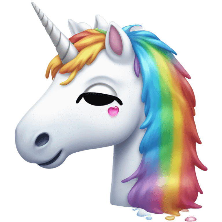 unicorn crying rainbow tears from its eyes emoji