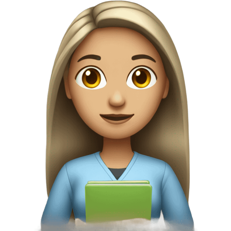 Computer science woman lighter skin and straight hair emoji