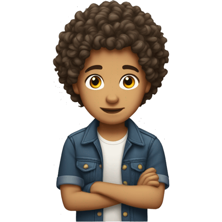 Hispanic boy with curly hair and light skin emoji