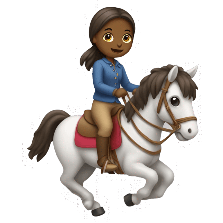 Girl riding a hobby horse emoji