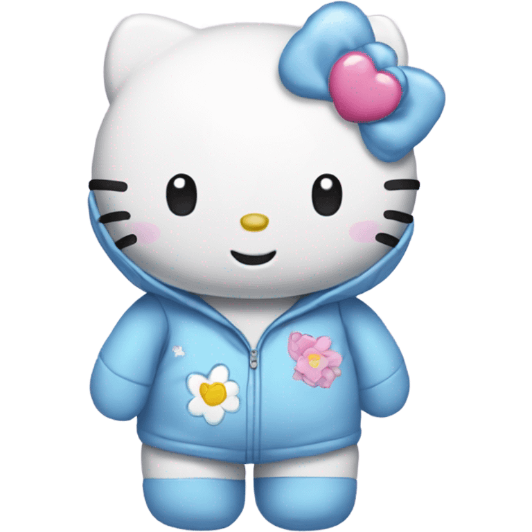 hello kitty wearing a care bear onesie emoji