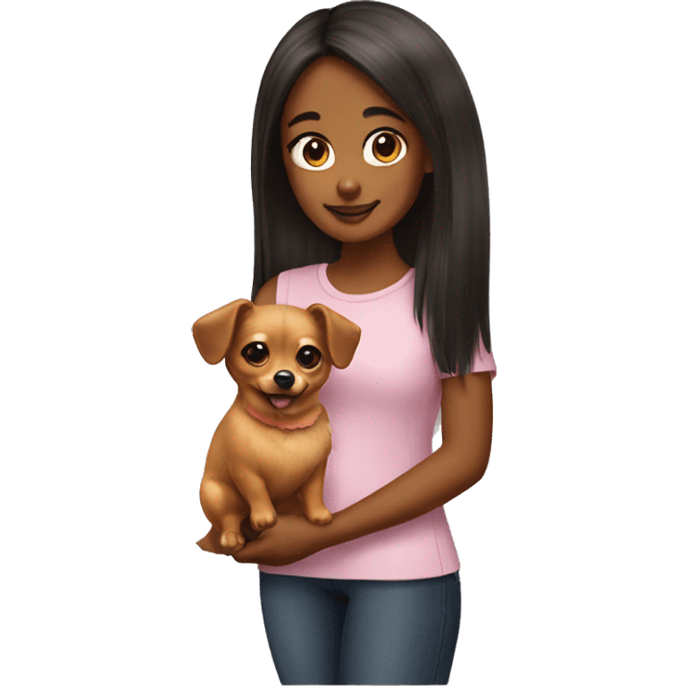 Girl with Pomeranian dachshund dog emoji