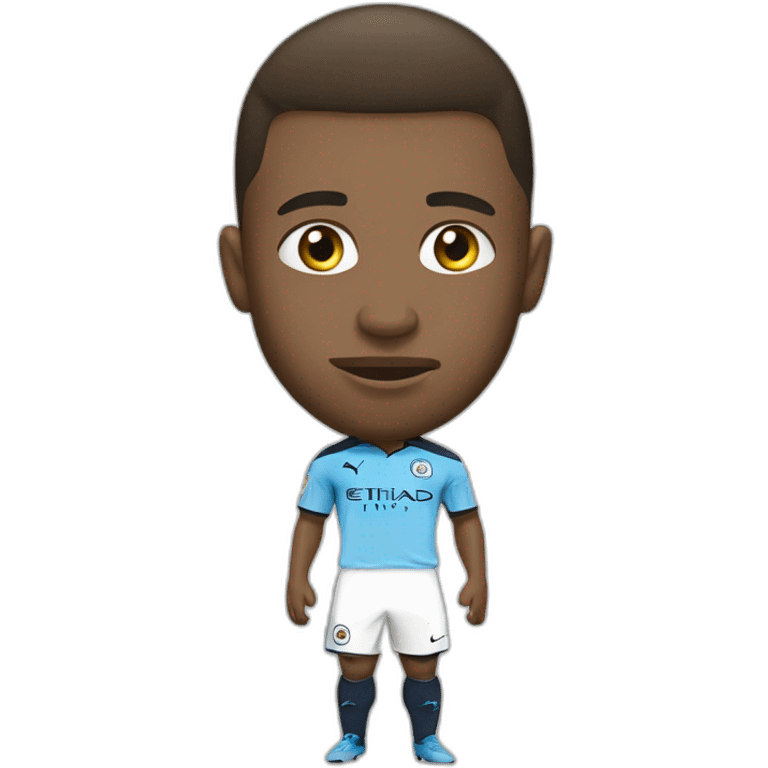 manchester city player tackling big head emoji