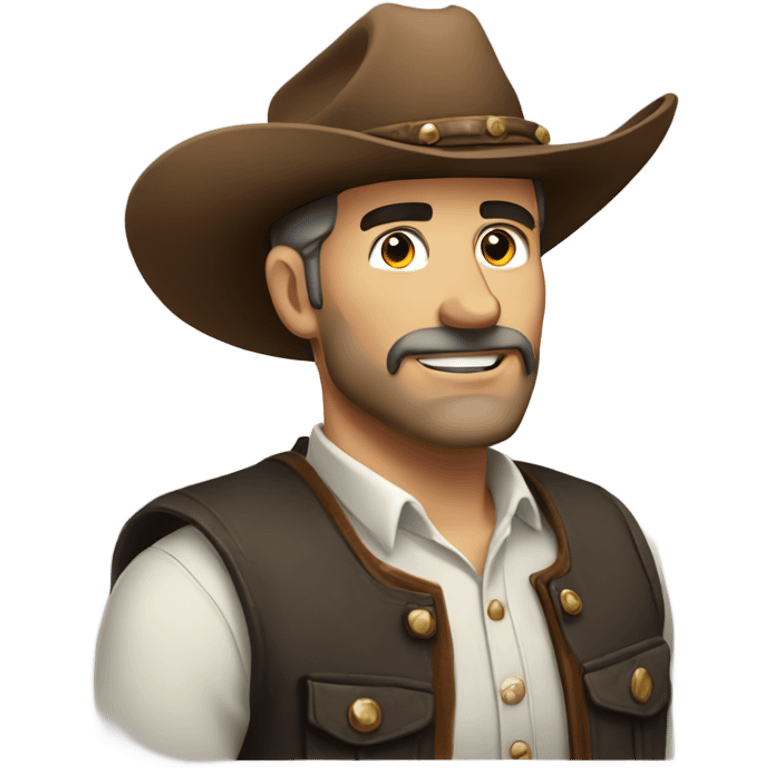 portrait western man, upper body, from chest, cartoon emoji