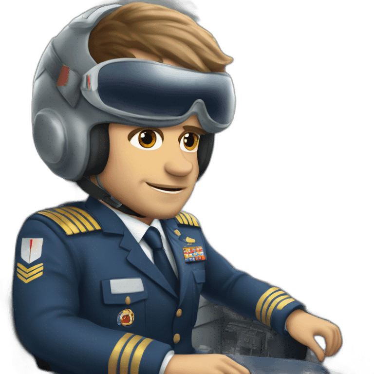 Emmanuel Macron pilote d'avion dans son cockpit emoji