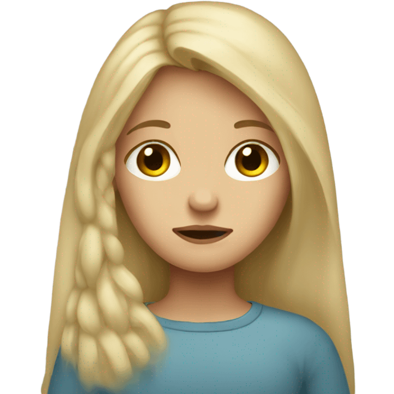 Sad blonde-haired girl with long hair emoji