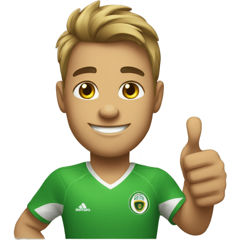 soccer player with green shirt giving a thumbs up emoji