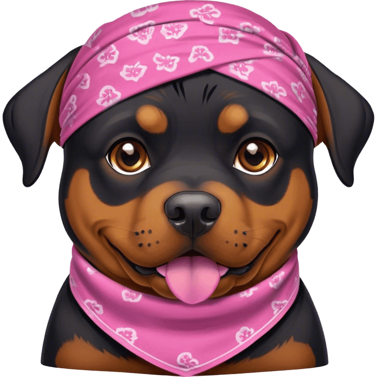 Rottweiler with pink bandanna  emoji